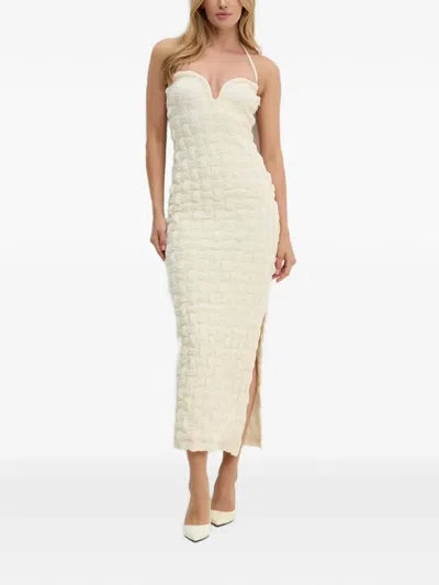 Nanushka Textured Halterneck Dress In White