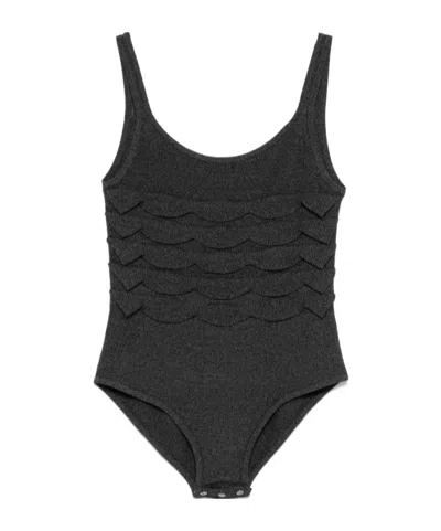 Nanushka Textured Knitted Bodysuit In Black