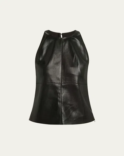 Nanushka Teza Sleeveless Alt-leather Top In Black