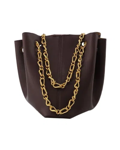 NANUSHKA THE GATHER BUCKET BAG IN BROWN VEGAN LEATHER