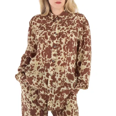 Nanushka Tie Dye Sabrin Long-sleeve Cupro Shirt In Brown
