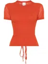 Nanushka Tie-fastening T-shirt In Orange