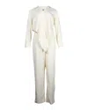 Nanushka Tie-front Jumpsuit In Ivory Lyocell In White