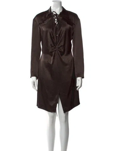 Pre-owned Nanushka Tie Neck Knee-length Dress In Brown