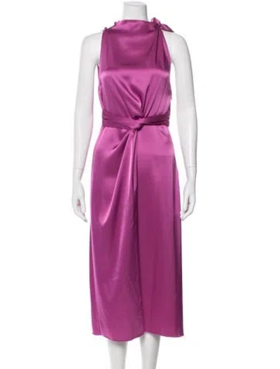 Pre-owned Nanushka Tie Neck Midi Length Dress In Pink