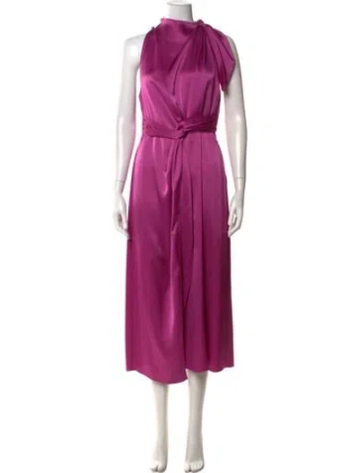 Pre-owned Nanushka Tie Neck Midi Length Dress In Purple