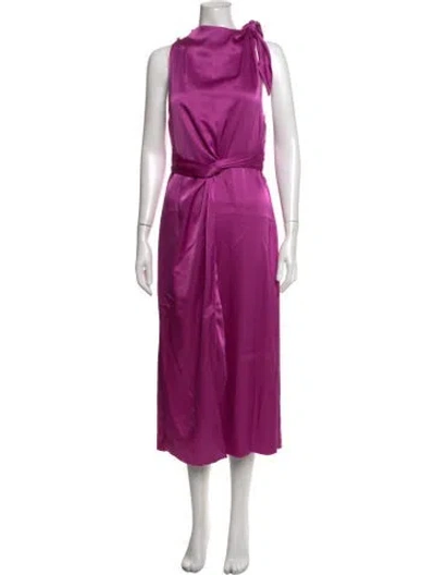 Pre-owned Nanushka Tie Neck Midi Length Dress In Purple