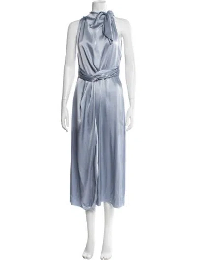 Pre-owned Nanushka Tie Neck Midi Length Dress W/ Tags In Blue