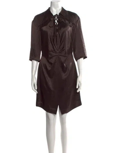 Pre-owned Nanushka Tie Neck Mini Dress In Brown