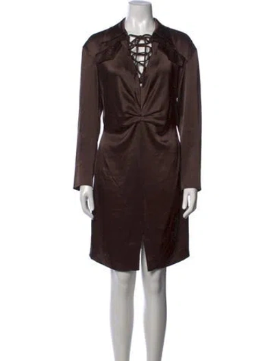 Pre-owned Nanushka Tie Neck Mini Dress In Brown