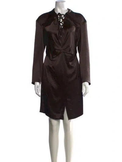 Pre-owned Nanushka Tie Neck Mini Dress W/ Tags In Brown