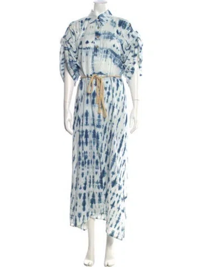 Pre-owned Nanushka Tie-dye Print Long Dress In Blue