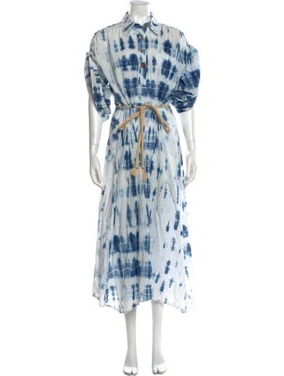 Pre-owned Nanushka Tie-dye Print Long Dress In Blue