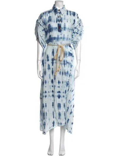 Pre-owned Nanushka Tie-dye Print Long Dress In Blue
