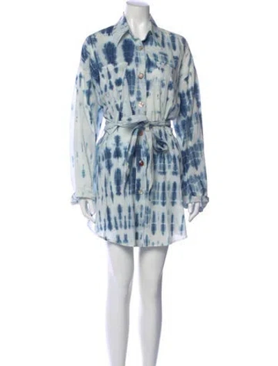 Pre-owned Nanushka Tie-dye Print Mini Dress In Blue