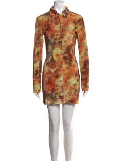 Pre-owned Nanushka Tie-dye Print Mini Dress In Yellow