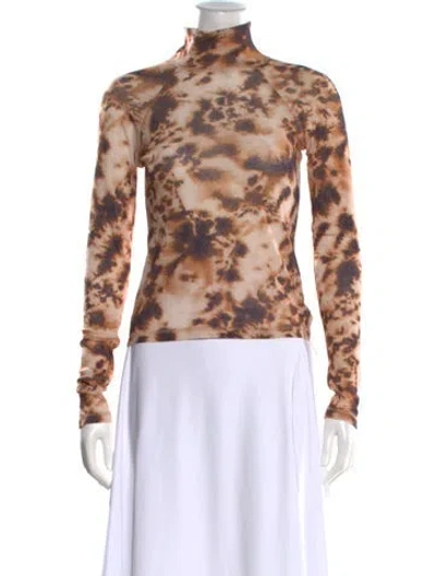 Pre-owned Nanushka Tie-dye Print Mock Neck Top In Neutral