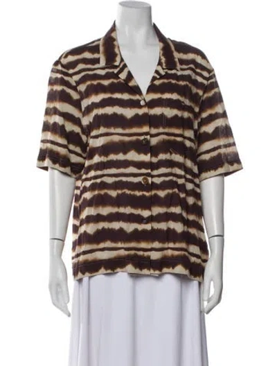 Pre-owned Nanushka Tie-dye Print Short Sleeve Button-up Top In Neutral