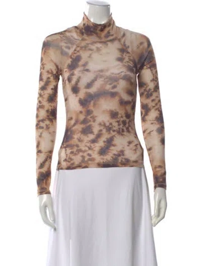 Pre-owned Nanushka Tie-dye Print Turtleneck Top In Brown