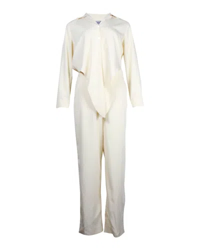 Pre-owned Nanushka Tie-front Jumpsuit In Ivory Lyocell In Metallic
