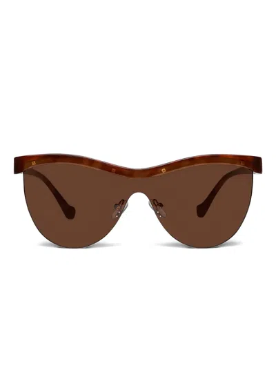 Nanushka Tortoiseshell Shield-frame Sunglasses In Brown