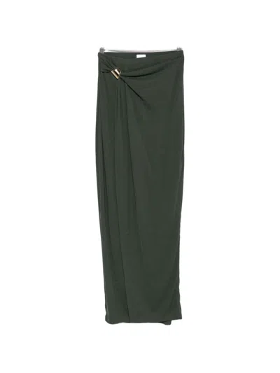 Nanushka Tozi Draped Hardware-detail Maxi Skirt In Green