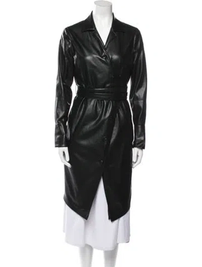 Pre-owned Nanushka Trench Coat In Black