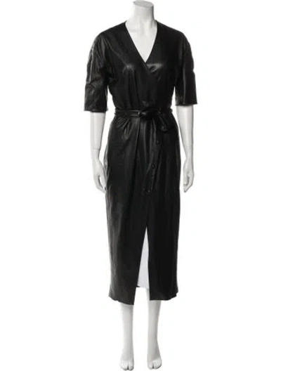 Pre-owned Nanushka Trench Coat In Black