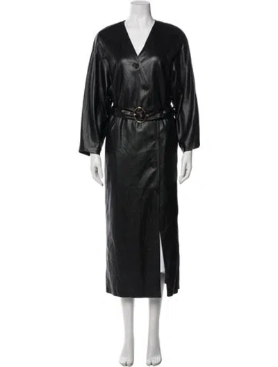 Pre-owned Nanushka Trench Coat In Black
