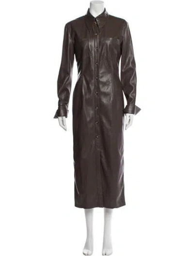 Pre-owned Nanushka Trench Coat In Brown