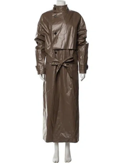 Pre-owned Nanushka Trench Coat In Brown