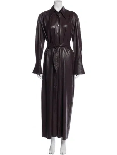 Pre-owned Nanushka Trench Coat In Burgundy