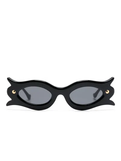 Nanushka Tully Floral-frame Sunglasses In Black