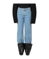 Nanushka Raynee Jeans With Alt-leather Cuffs In Blue