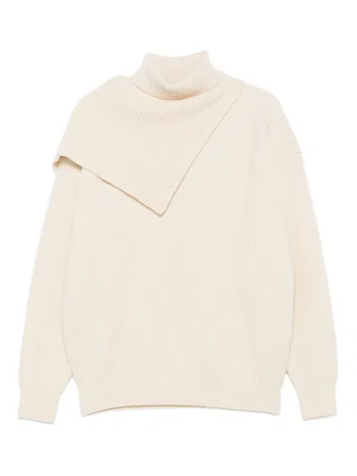 Nanushka Turtleneck Foldback-detail Sweater In Neutral