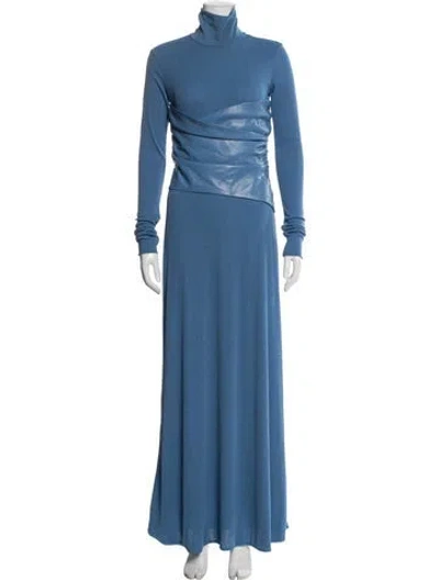 Pre-owned Nanushka Turtleneck Long Dress In Blue