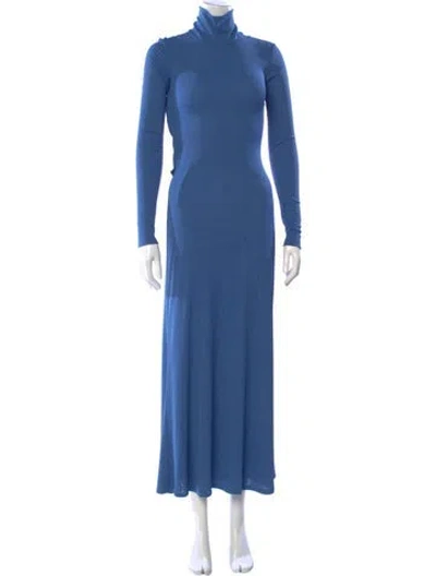 Pre-owned Nanushka Turtleneck Long Dress In Blue