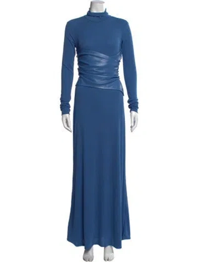 Pre-owned Nanushka Turtleneck Long Dress In Blue