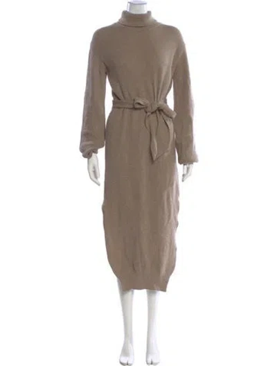 Pre-owned Nanushka Turtleneck Long Dress In Neutral