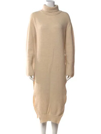 Pre-owned Nanushka Turtleneck Long Dress In Neutrals