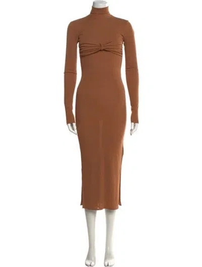 Pre-owned Nanushka Turtleneck Long Dress W/ Tags In Brown