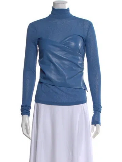 Pre-owned Nanushka Turtleneck Long Sleeve Top In Blue