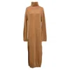 Nanushka Turtleneck Midi Length Dress In Brown Wool In Brown
