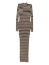 Nanushka Turtleneck Striped Maxi Dress In Brown