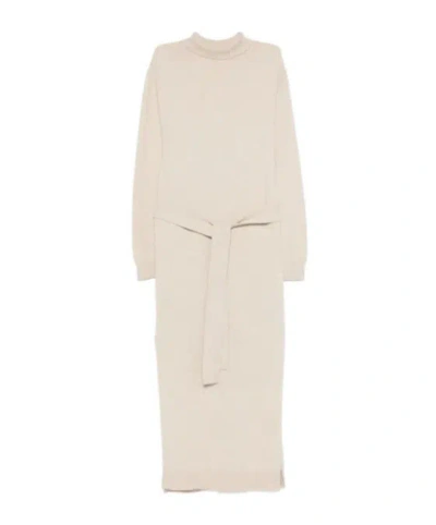 Nanushka Turtleneck Tie Knitted Midi Dress In Neutral