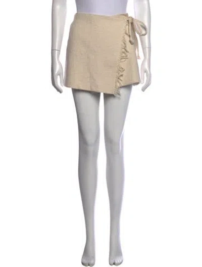 Pre-owned Nanushka Tweed Pattern Mini Skirt In White