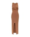 Nanushka Twist-detail Ribbed-knit Dress In Brown