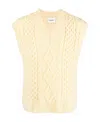 Nanushka V-neck Cable-knit Vest In Nude