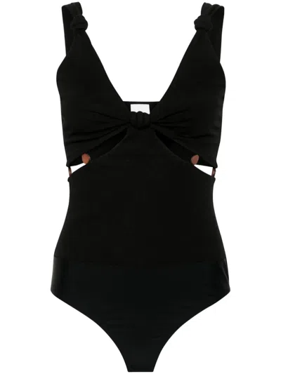 Nanushka V-neck Cut-out Bodysuit In Black
