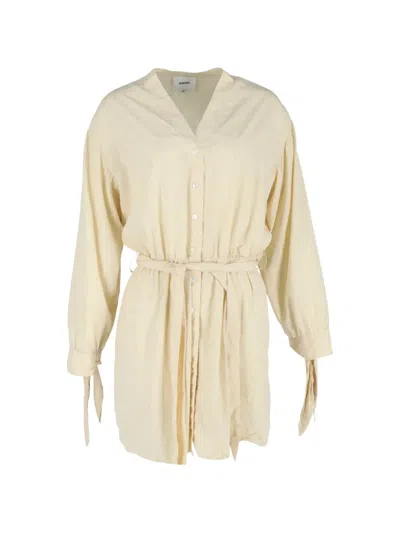 Pre-owned Nanushka V-neck Shirt Mini Dress In Yellow
